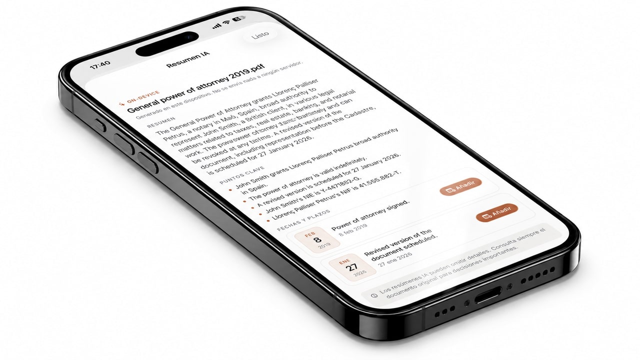 menorca.me iPhone app — power of attorney view